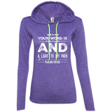 Bible Verse Ladies' Long Sleeve T-Shirt Hoodie - "Psalm 119:105" Design 16 (White Font) - Meditate Healing Christian Store