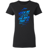 Bible Verses Ladies' 5.3 oz. T-Shirt - "Psalm 61:2" Design 14 - Meditate Healing Christian Store