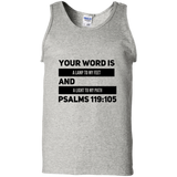 Bible Verse Men 100% Cotton Tank Top - "Psalm 119:105" Design 21 (Black Font) - Meditate Healing Christian Store