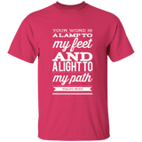 Bible Verse Men 5.3 oz. T-Shirt - "Psalm 119:105" Design 15 (White Font) - Meditate Healing Christian Store