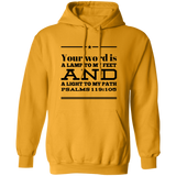 Bible Verse Men G185 Pullover Hoodie 8 oz. - Your Word Is Light To My Path ~Psalm 119:105~ Design 10