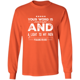 Bible Verse Long Shirt Ultra Cotton T-Shirt - "Psalm 119:105" Design 16 (White Font) - Meditate Healing Christian Store