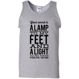 Bible Verse Men 100% Cotton Tank Top - "Psalm 119:105" Design 4 (Black Font) - Meditate Healing Christian Store