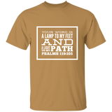 Bible Verse Men 5.3 oz. T-Shirt - "Psalm 119:105" Design 13 (White Font) - Meditate Healing Christian Store