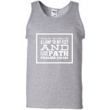 Bible Verse Men 100% Cotton Tank Top - "Psalm 119:105" Design 13 (White Font) - Meditate Healing Christian Store