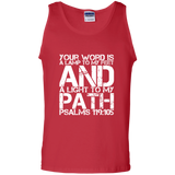 Bible Verse Men 100% Cotton Tank Top - "Psalm 119:105" Design 7 (White Font) - Meditate Healing Christian Store