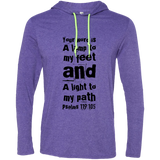 Bible Verse Men Long Sleeve T-Shirt Hoodie - "Psalm 119:105" Design 6 (Black Font) - Meditate Healing Christian Store