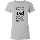 Bible Verse Ladies' 5.3 oz. T-Shirt - "Psalm 119:105" Design 18 (Black Font) - Meditate Healing Christian Store