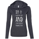 Bible Verse Ladies' Long Sleeve T-Shirt Hoodie - "Psalm 119:105" Design 19 (White Font) - Meditate Healing Christian Store