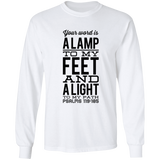 Bible Verse Long Sleeve  Ultra Cotton T-Shirt - "Psalm 119:105" Design 4 (Black Font) - Meditate Healing Christian Store