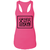 Bible Verses Ladies Ideal Racerback Tank - "Psalm 119:105" Design 13 (Black Font) - Meditate Healing Christian Store