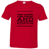 Bible Verse Toddler Jersey T-Shirt - "Psalm 119:105" Design 10 (Black Font) - Meditate Healing Christian Store