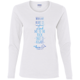Bible Verse Ladies' Cotton Long Sleeve T-Shirt - "Psalm 61:2" Design 2 - Meditate Healing Christian Store