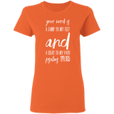 Bible Verse Ladies' 5.3 oz. T-Shirt - "Psalm 119:105" Design 9 (White Font) - Meditate Healing Christian Store
