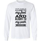Bible Verse Long Sleeve  Ultra Cotton T-Shirt - "Psalm 119:105" Design 15 (Black Font) - Meditate Healing Christian Store