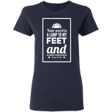 Bible Verse Ladies' 5.3 oz. T-Shirt - "Psalm 119:105" Design 2 (White Font) - Meditate Healing Christian Store