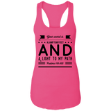 Bible Verses Ladies Ideal Racerback Tank - "Psalm 119:105" Design 14 (Black Font) - Meditate Healing Christian Store