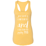 Bible Verse Ladies Ideal Racerback Tank - "Psalm 119:105" Design 9 (White Font) - Meditate Healing Christian Store