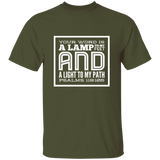Bible Verse Men 5.3 oz. T-Shirt - "Psalm 119:105" Design 12 (White Font) - Meditate Healing Christian Store