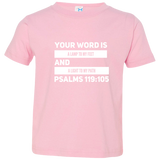 Bible Verse Toddler Jersey T-Shirt - "Psalm 119:105" Design 21 (White Font) - Meditate Healing Christian Store