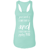 Bible Verse Ladies Ideal Racerback Tank - "Psalm 119:105" Design 9 (White Font) - Meditate Healing Christian Store