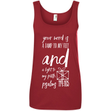 Bible Verses Ladies' 100% Ringspun Cotton Tank Top - "Psalm 119:105" Design 18 (White Font) - Meditate Healing Christian Store