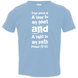 Bible Verse Toddler Jersey T-Shirt - "Psalm 119:105" Design 6 (White Font) - Meditate Healing Christian Store