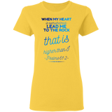 Bible Verses Ladies' 5.3 oz. T-Shirt - "Psalm 61:2" Design 18 - Meditate Healing Christian Store