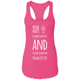 Bible Verse Ladies Ideal Racerback Tank - "Psalm 119:105" Design 19 (White Font) - Meditate Healing Christian Store