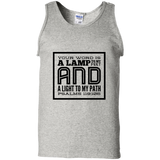 Bible Verse Men 100% Cotton Tank Top - "Psalm 119:105" Design 12 (Black Font) - Meditate Healing Christian Store