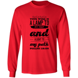 Bible Verse Long Sleeve  Ultra Cotton T-Shirt - "Psalm 119:105" Design 17 (Black Font) - Meditate Healing Christian Store