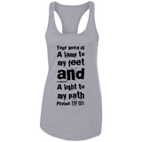 Bible Verses Ladies Ideal Racerback Tank - "Psalm 119:105" Design 6 (Black Font) - Meditate Healing Christian Store