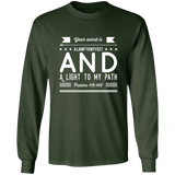 Bible Verse Long Shirt Ultra Cotton T-Shirt - "Psalm 119:105" Design 14 (White Font) - Meditate Healing Christian Store