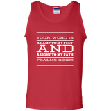 Bible Verse Men 100% Cotton Tank Top - "Psalm 119:105" Design 11 (White Font) - Meditate Healing Christian Store