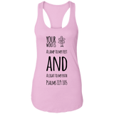 Bible Verses Ladies Ideal Racerback Tank - "Psalm 119:105" Design 19 (Black Font) - Meditate Healing Christian Store