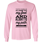 Bible Verse Long Sleeve  Ultra Cotton T-Shirt - "Psalm 119:105" Design 15 (Black Font) - Meditate Healing Christian Store
