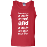 Bible Verse Men 100% Cotton Tank Top - "Psalm 119:105" Design 6 (White Font) - Meditate Healing Christian Store