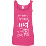 Bible Verses Ladies' 100% Ringspun Cotton Tank Top - "Psalm 119:105" Design 18 (White Font) - Meditate Healing Christian Store
