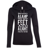 Bible Verse Ladies' Long Sleeve T-Shirt Hoodie - "Psalm 119:105" Design 4 (White Font) - Meditate Healing Christian Store