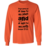 Bible Verse Long Sleeve  Ultra Cotton T-Shirt - "Psalm 119:105" Design 6 (Black Font) - Meditate Healing Christian Store
