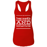 Bible Verse Ladies Ideal Racerback Tank - "Psalm 119:105" Design 10 (White Font) - Meditate Healing Christian Store