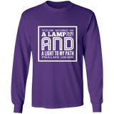 Bible Verse Long Shirt Ultra Cotton T-Shirt - "Psalm 119:105" Design 12 (White Font) - Meditate Healing Christian Store