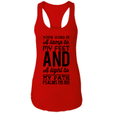 Bible Verses Ladies Ideal Racerback Tank - "Psalm 119:105" Design 3 (Black Font) - Meditate Healing Christian Store