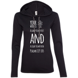 Bible Verse Ladies' Long Sleeve T-Shirt Hoodie - "Psalm 119:105" Design 19 (White Font) - Meditate Healing Christian Store