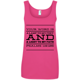 Bible Verses Ladies' 100% Ringspun Cotton Tank Top - "Psalm 119:105" Design 11 (Black Font) - Meditate Healing Christian Store