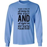 Bible Verse Long Sleeve  Ultra Cotton T-Shirt - "Psalm 119:105" Design 3 (Black Font) - Meditate Healing Christian Store