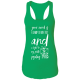 Bible Verse Ladies Ideal Racerback Tank - "Psalm 119:105" Design 18 (White Font) - Meditate Healing Christian Store