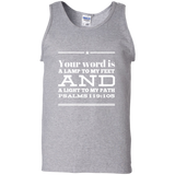 Bible Verse Men 100% Cotton Tank Top - "Psalm 119:105" Design 10 (White Font) - Meditate Healing Christian Store