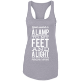 Bible Verse Ladies Ideal Racerback Tank - "Psalm 119:105" Design 4 (White Font) - Meditate Healing Christian Store