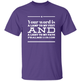 Bible Verse Men 5.3 oz. T-Shirt - "Psalm 119:105" Design 10 (White Font) - Meditate Healing Christian Store